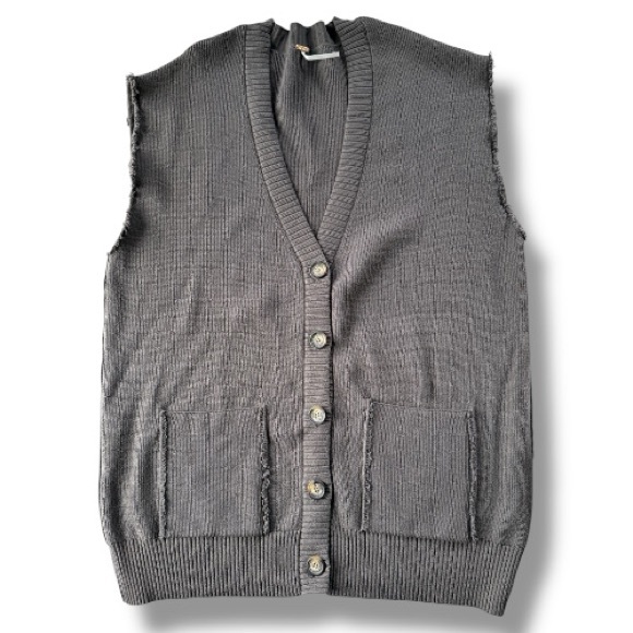 Free People Oakleigh Oversized Sweater Vest in Charcoal Size Large - Picture 2 of 13